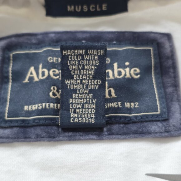 Abercrombie & Fitch Muscle T Shirt Men S White Felt Logo Applique SS Preppy Y2K - Picture 9 of 12